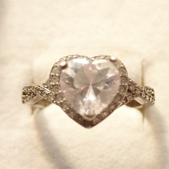 2 FOR 1: Sterling Silver Cubic Zirconia Heart Ring - Picture 2 of 10